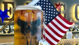 Beer glass with flag and dogtag