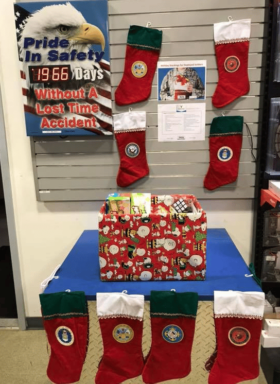 Holiday stocking drive at United Rentals