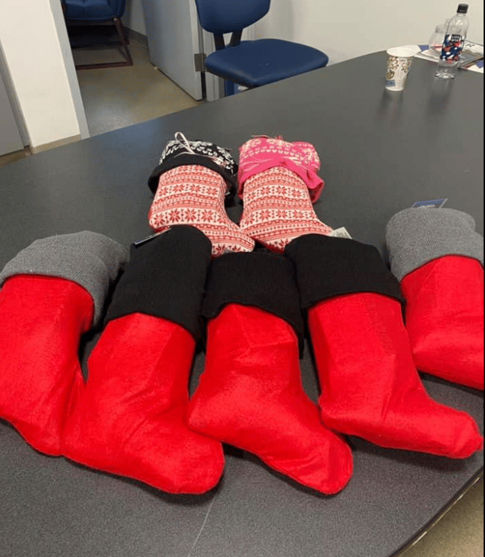Holiday stocking drive at United Rentals