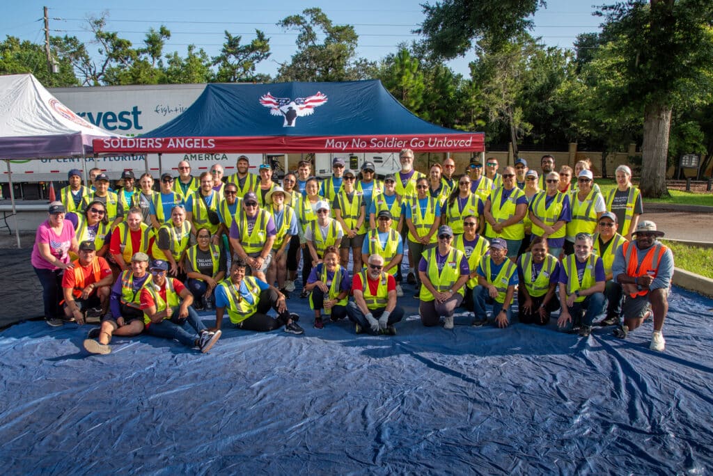 Volunteers in Florida supporting a Military and Veteran Food Distribution in Orlando.